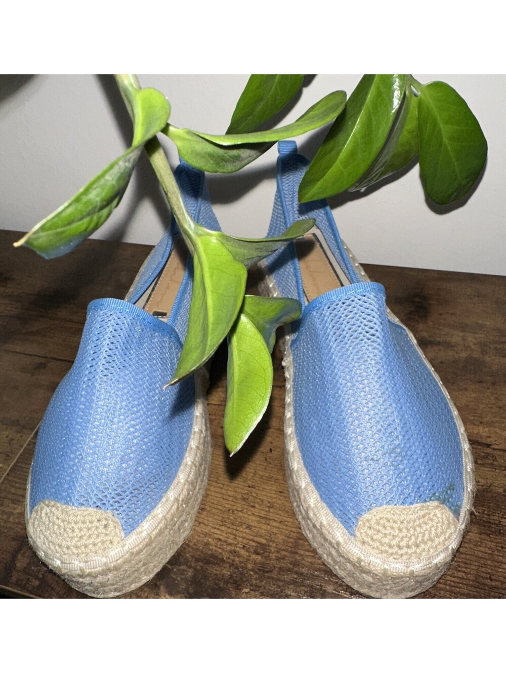Stuart Weitzman Mykonos Espadrille Sport Flats Periwinkle Blue Mesh UpperSz7 1’2
